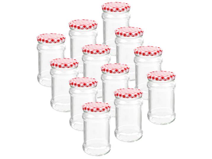 12er-Set Einmachgläser mit Schraubdeckel, Sturzgläser mit Karo-Muster, je 315 ml