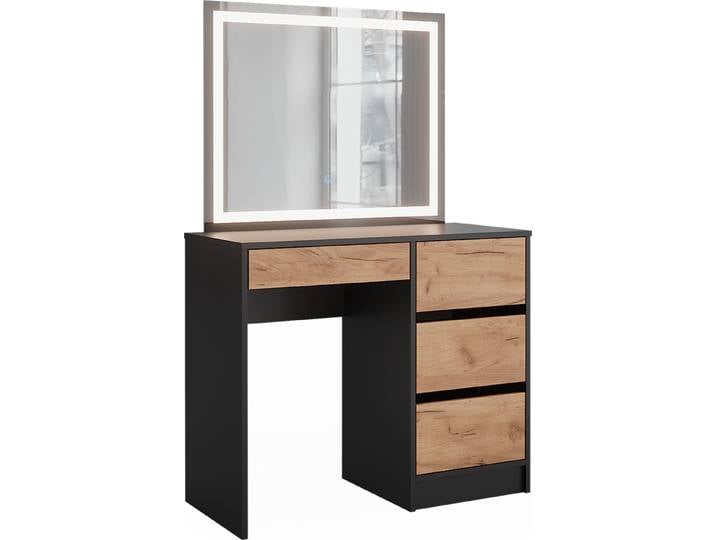 Coiffeuse Vicco Sherry Anthracite/Chêne doré 90x140cm avec miroir LED\, Model 52035