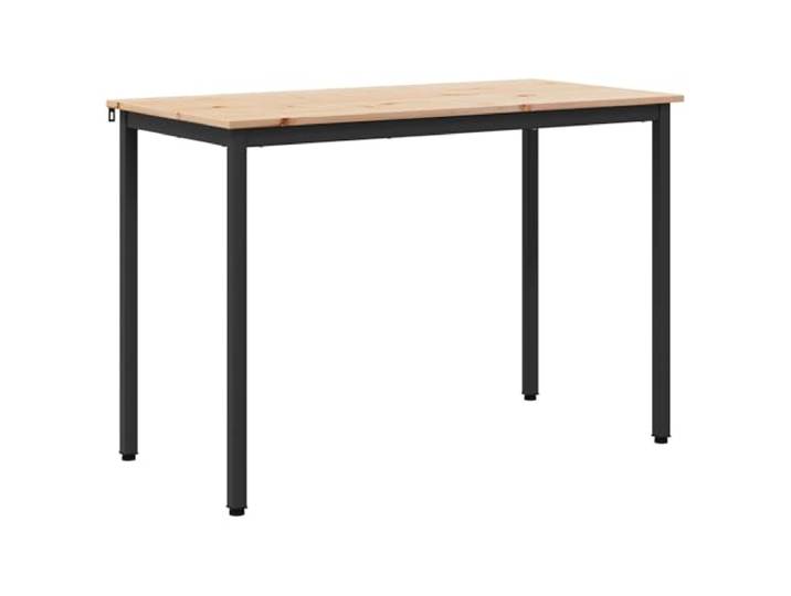 Esstisch aus massivem Kiefernholz, quadratische Metallbeine Modernes Design, klare Linien, natürliche Holzmaserung, Verwendung in Küche und Esszimmer, einfache Montage