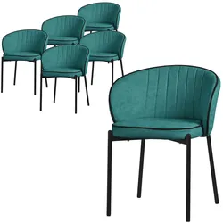 ML-Design Esszimmerstühle 6er Set Petrol, Stoffbezug, Metallbeine, Polsterstühle mit Rückenlehne für Küche & Esszimmer