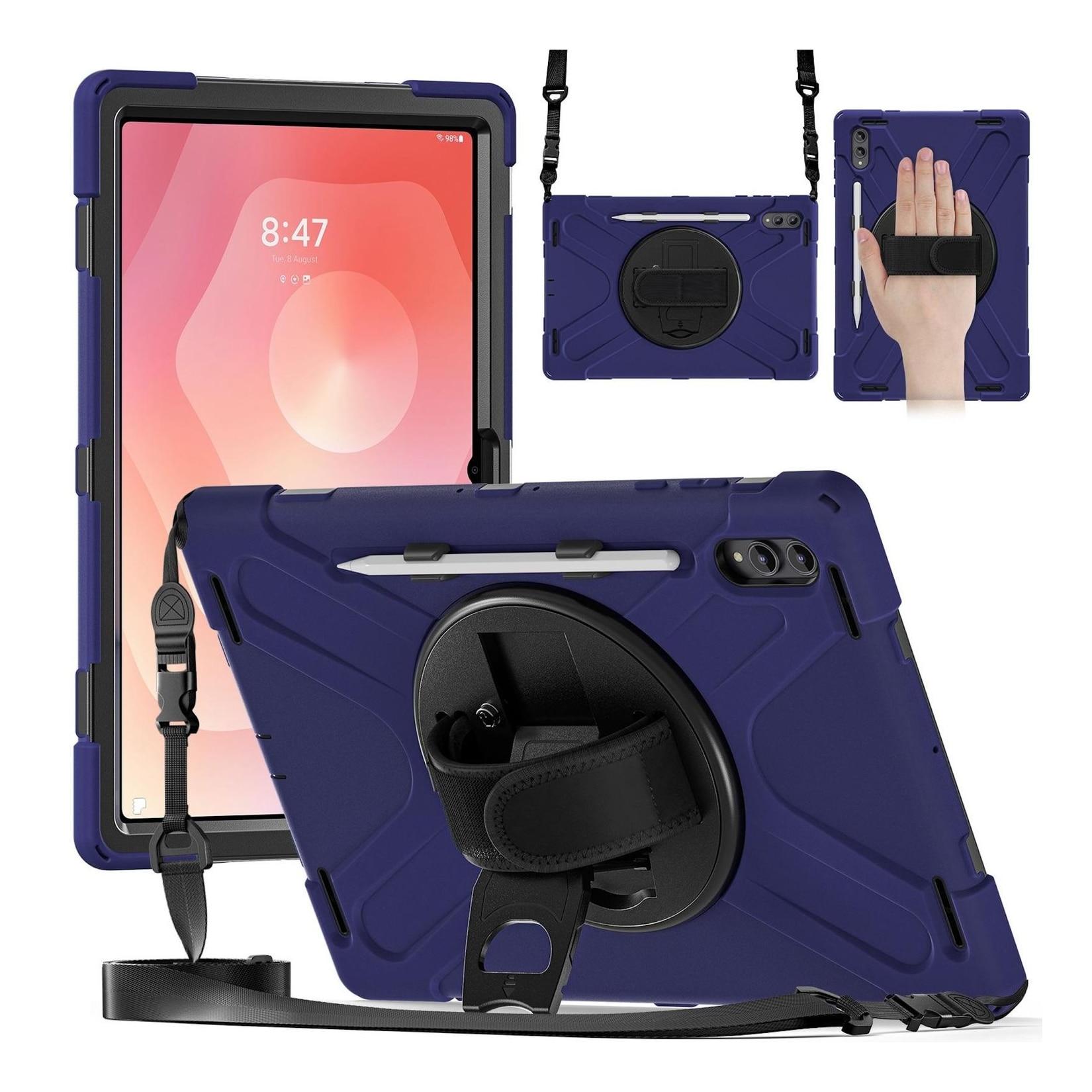 Hybrid Hülle für Samsung Galaxy Tab S11 Ultra Halterung & Schultergurt D- Blau