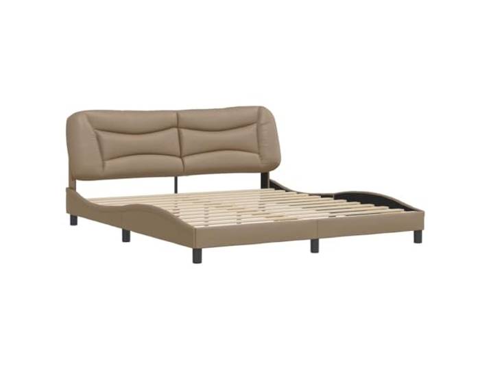 KTHLBRH Bettgestell ohne Matratze Hvar Cappuccino 180 x 200 cm aus Mit gepolstertem Kopfteil, Lattenrost im Lieferumfang enthalten, gewelltes Design, leicht zu reinigen