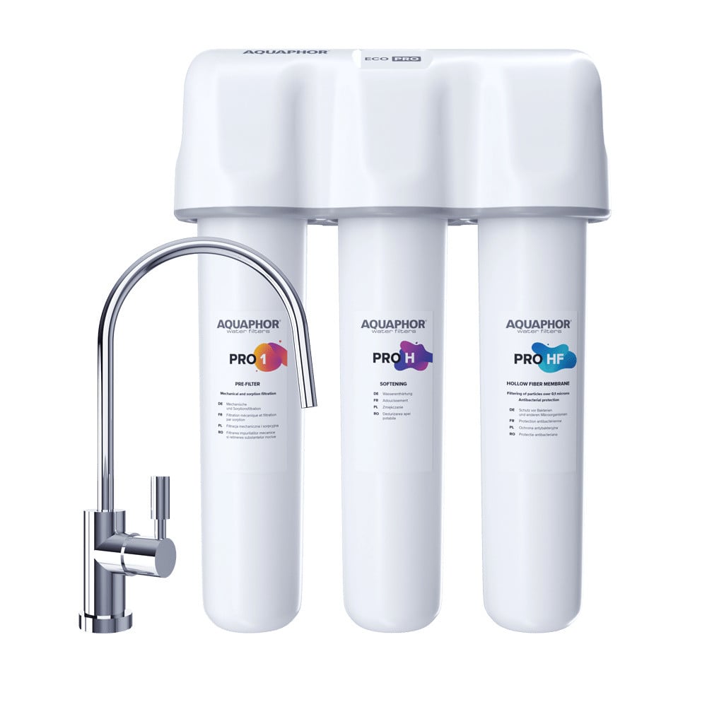 Aquaphor Eco Pro H Trio drinkwaterfiltersysteem met uitloopkraan, waterontharder en ultrafiltratie