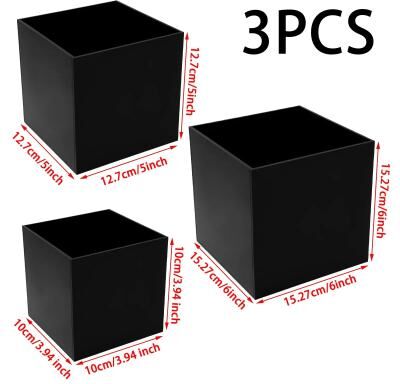 Inspired Living Acrylic Buffet Risers Set (3 Or 6 Pcs) Stackable Dessert Table Display Stand Clear Acrylic Display Risers black Small 3pcs