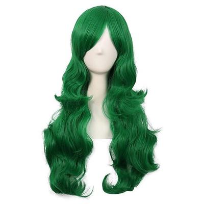 Grüne Perücken Synthetische Perücke Lockig Mit Pony Lange Grüne Synthetische Haare Frauen Weich Mode