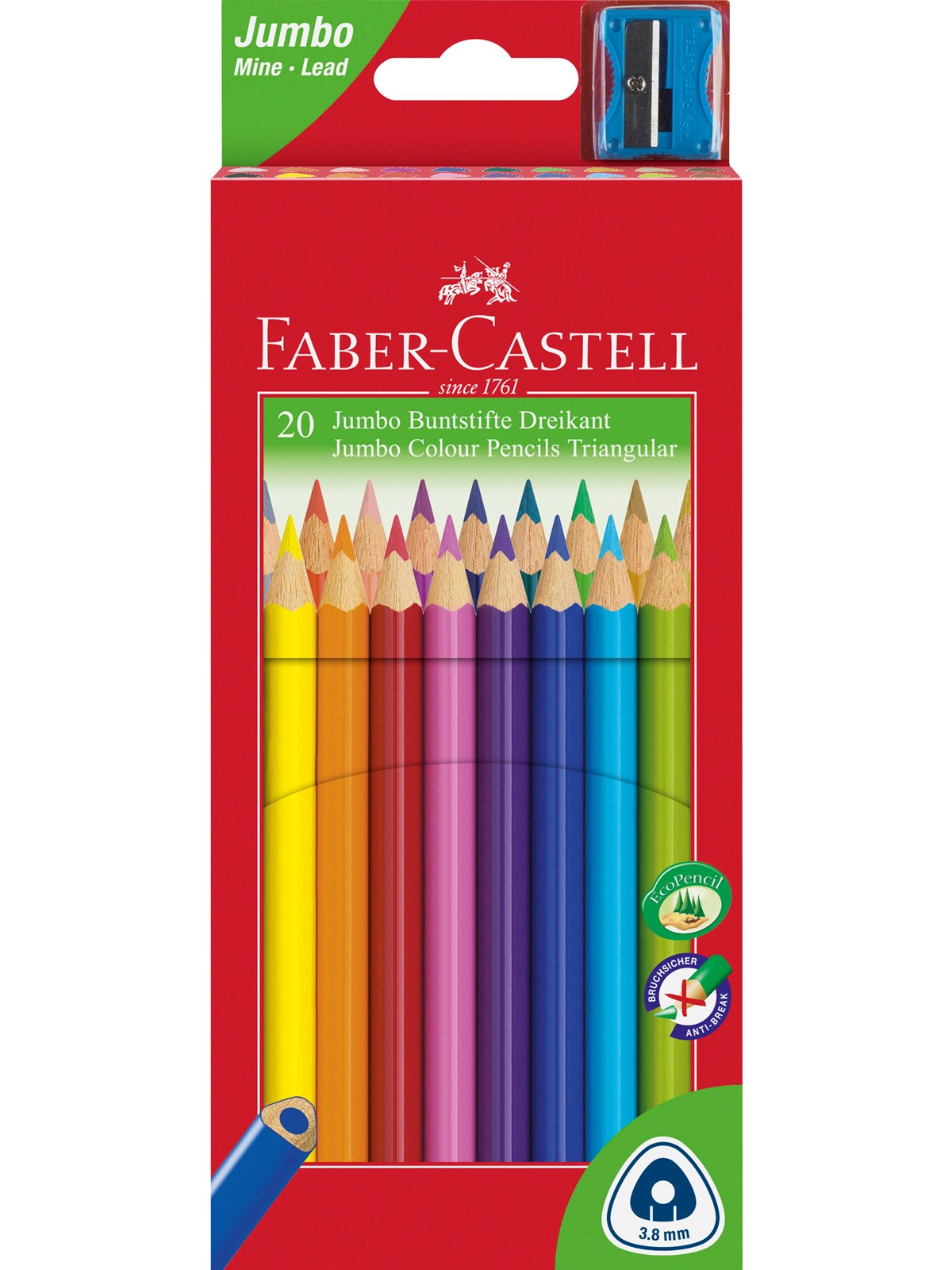 Faber-Castell Buntst. Dreikant Jumbo 20er Kartonetui