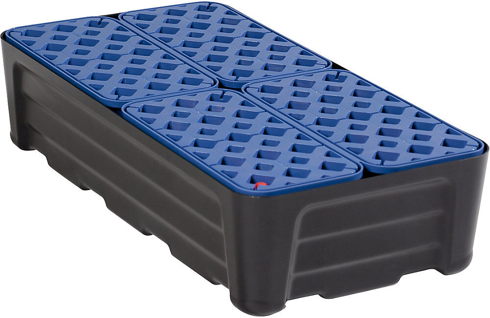 PE-Kleingebinde-Universalwanne, mit PE-Gitterrost, Auffangvolumen 40 l eurokraft pro