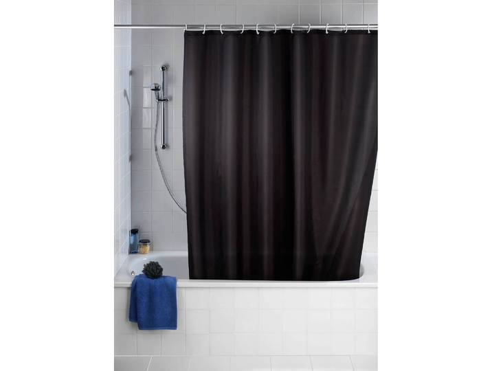 Rideau de douche anti-moisissures Pococi Tissu Noir/Noir 180 x 200cm