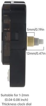 Uplift Picks Silent Quartz Clock Movement Battery Operated Replacement Mechanism 12mm (silent Movement)