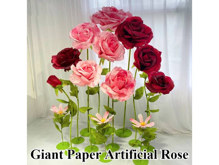 Fleurs artificielles géantes en papier, 180cm, grand Rose, accessoires de mariage, vitrine, décoration de fête, de maison, de mariage, de saint-valentin