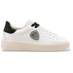 Blauer für Damen. F6VICTORY01 Weiße Victory-Sneaker aus Leder (39), Wohnung, Schnürsenkel, Lässig