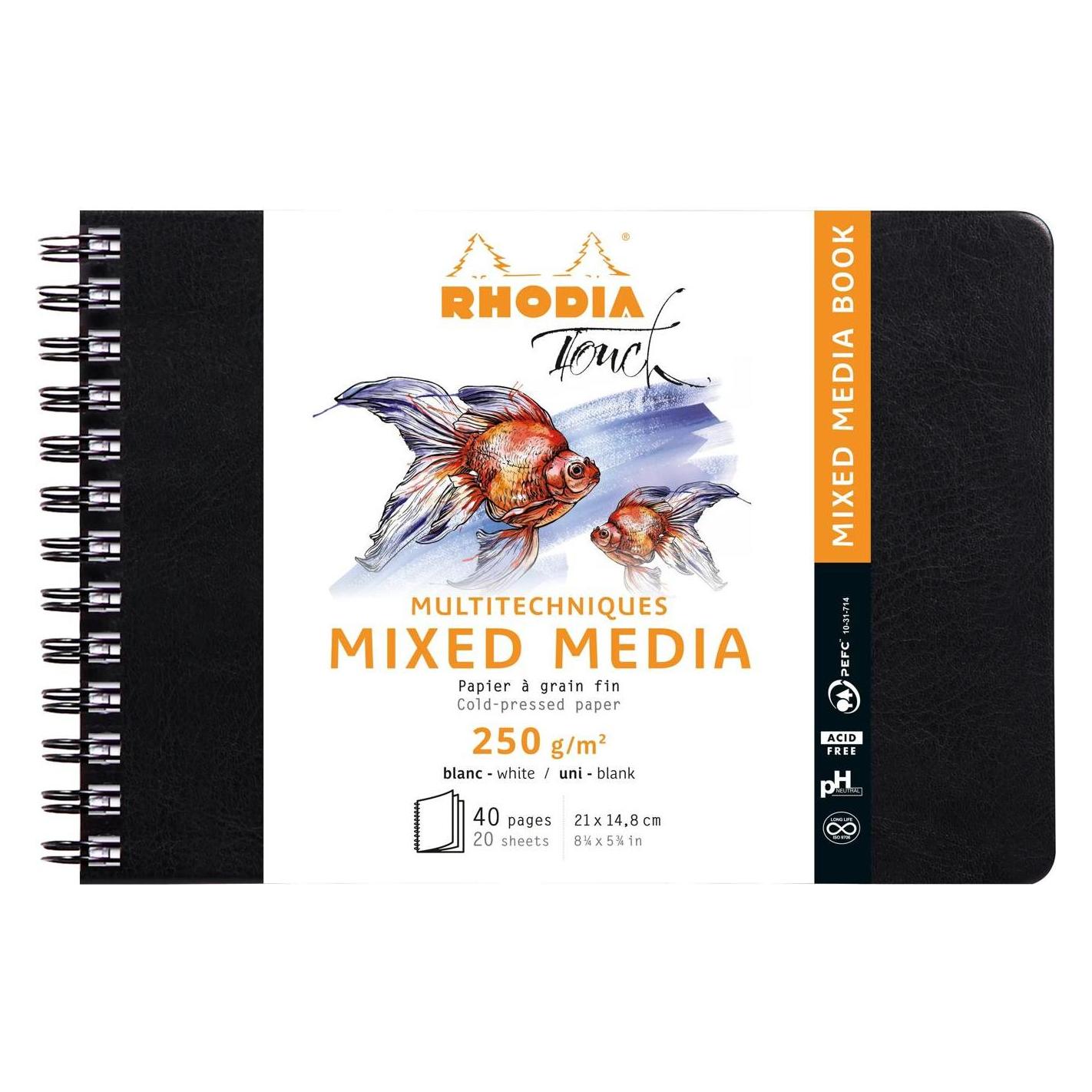 Rhodia Touch Mixed Media Book (A5, Blanko, Harter Einband) (116179C)