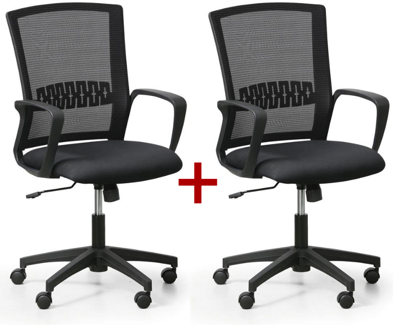 B2B Partner Bürostuhl, Schreibtischstuhl mit Netzrücken ROY 1+1 GRATIS, schwarz