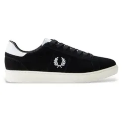 Fred Perry für Herren. B3408-102 Schuhe aus schwarzem Leder Spencer (41), Wohnung, Wildleder, Schnürsenkel, Lässig