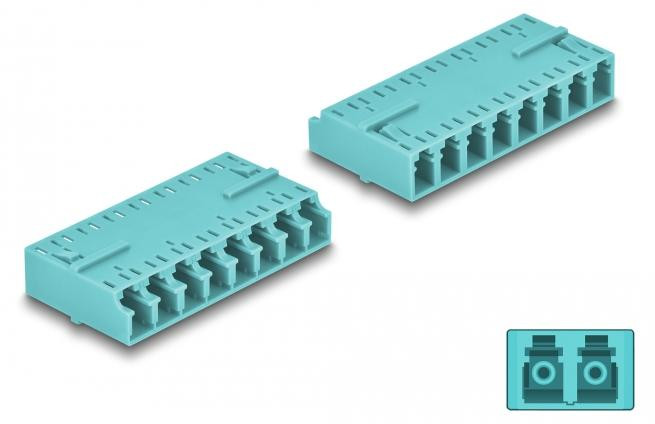 Delock vezeloptiek koppeling HD LC Octuplex, mannelijke naar vrouwelijke connector, aqua