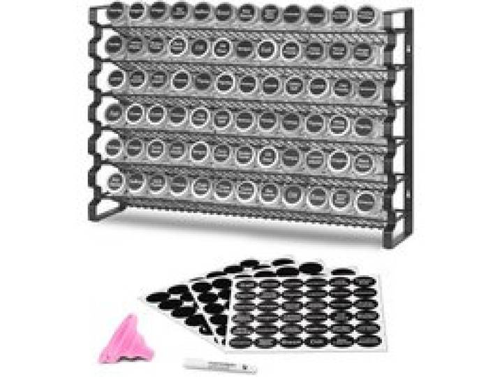 VEVOR 6-stöckiges Gewürzregal Gewürzhalter mit 72 leeren Gewürzgläser & Trichter-Komplettset & Gewürzetiketten, Gewürz-Organizer für Küchen Schrank Speisekammer (591 x 118 x 407 mm)