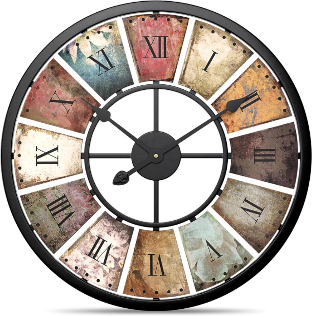 Samu Vintage XXL Wandklok - Antiek - Diameter: 60 cm - Premium Metaal