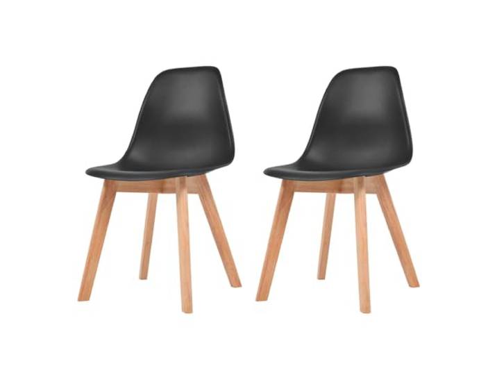 HEFZGDB 2 Esszimmerstühle Schwarz Kunststoff mit ergonomischem Sitz und Massivholzbeinen - Schmutzabweisende Stühle für Küche und Essbereich, modernes Design, leicht zu reinigen,