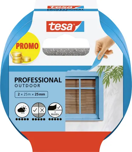 Tesa Professional Outdoor 56214-00000-03 Malerabdeckband Blau (L x B) 50m x 25mm 2St.