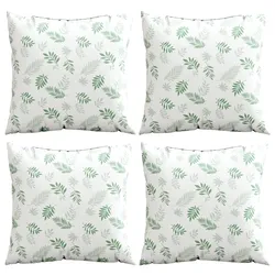 vidaXL Streupillows 4 stk. Polyesterstoff Blattmuster 40 x 40 cm