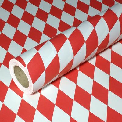 JUNOPAX Geschenkpapier Raute rot-weiß 50m x 0,75m, nassfest