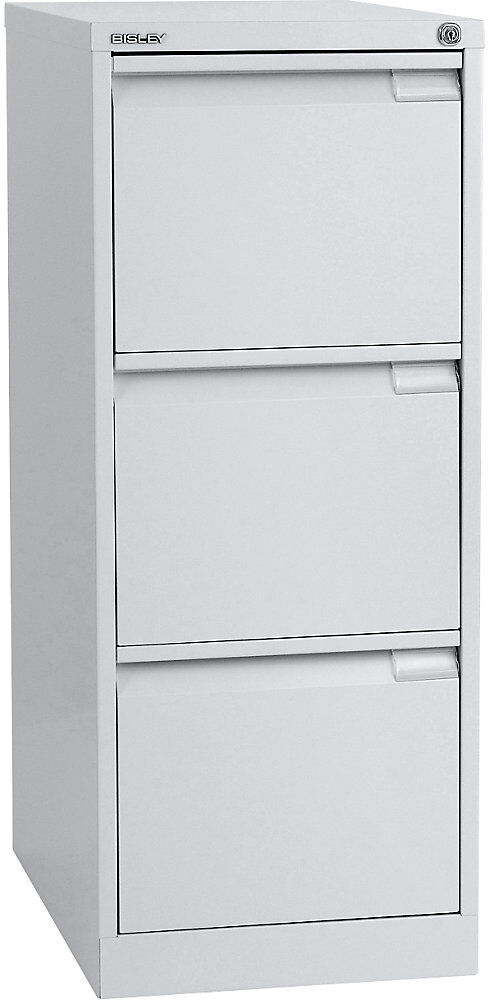 Hängeregistraturschrank, 1-bahnig, 3 Schübe, DIN A4, lichtgrau BISLEY