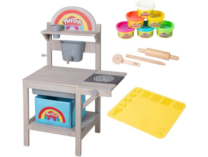 roba® Outdoor-Spielküche Play-Doh Holz, inkl Knete, 3D-Kreativmatte