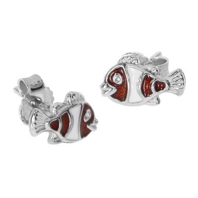 Paar Ohrstecker OSTSEE-SCHMUCK "Ostsee-Schmuck Ohrstecker kleiner Fisch Ohrstecker kleiner Fisch", rot, Ohrringe, Damen, 9 x 5mm, Silber 925 (Sterlingsilber)