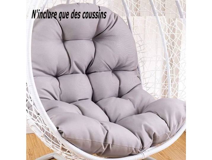 Coussin pour Fauteuil Suspendu Oeuf avec Oreiller Lavable Coussin de Chaise Suspendue Exterieur épais Coussin 120x80cm Gris 1