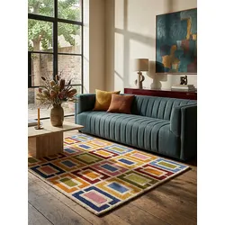 Wollteppich geometrisch Orange-Bunt 120 x 170 cm - DERWENT   Kadima