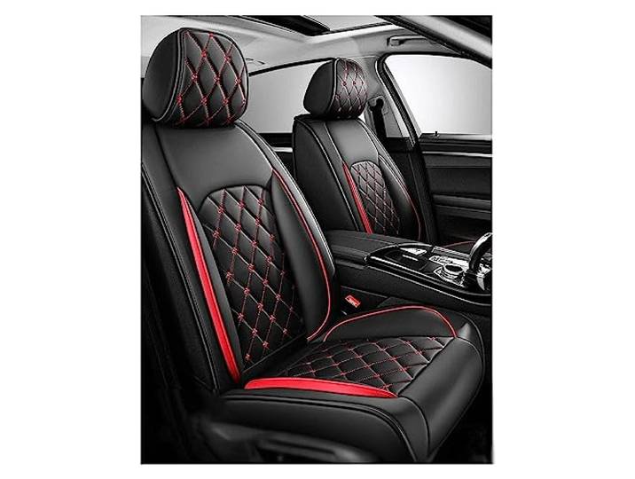 Autositzbezüge Universal Set FüR Opel Astra K/Astra K Sports Tourer/Astra L/Antara/Ampera 2000-2024, Leder Autositzbezug Komplettset, Aus Premium Leder + Einzigartigem Design 5-Sitzer Sitzbezüge(C(Red