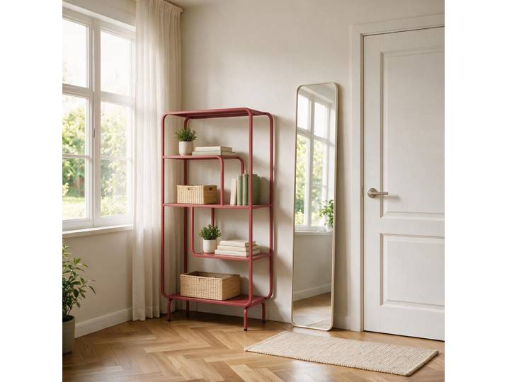 Console design en métal rouge carmin