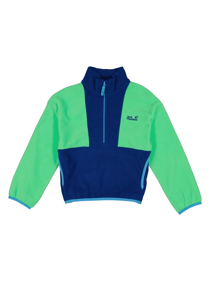 Jack Wolfskin Fleecepullover "Taunus" in Grün/ Dunkelblau - 164