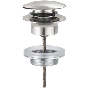 GROHE Ablaufgarnitur mit Klickverschluss 65807DC0, aus Metall, für Waschbecken mit Überlauf, Push-Open-Funktion, supersteel