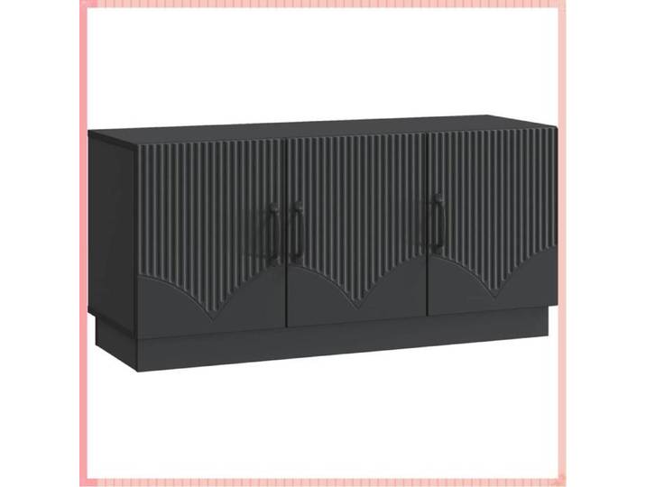 Meuble TV - Bois d'ingénierie - Pivotant - Rangement - Noir - 99x34 5x47 cm - 3 portes