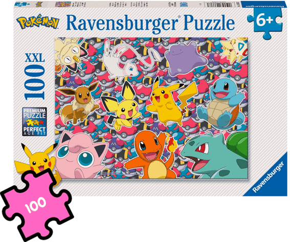 Ravensburger 100 Piece Jigsaw Puzzle: Pokemon XXL for Kids 6+, 49 x 36cm, 100 Piece Puzzle, Premium Quality, UK Tested