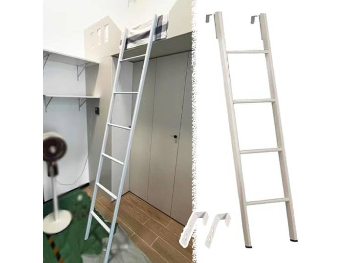 Hochbett Leiter Metall Wohnmobil Wohnwagen Hochbettleiter, Dachgeschoss Wohnheim Hochbett Leiter Zum Einhängen mit Haken, Weiße Austauschbare Steigleitern, 120 135 140 150 160 165 170 180cm(135cm/53 )