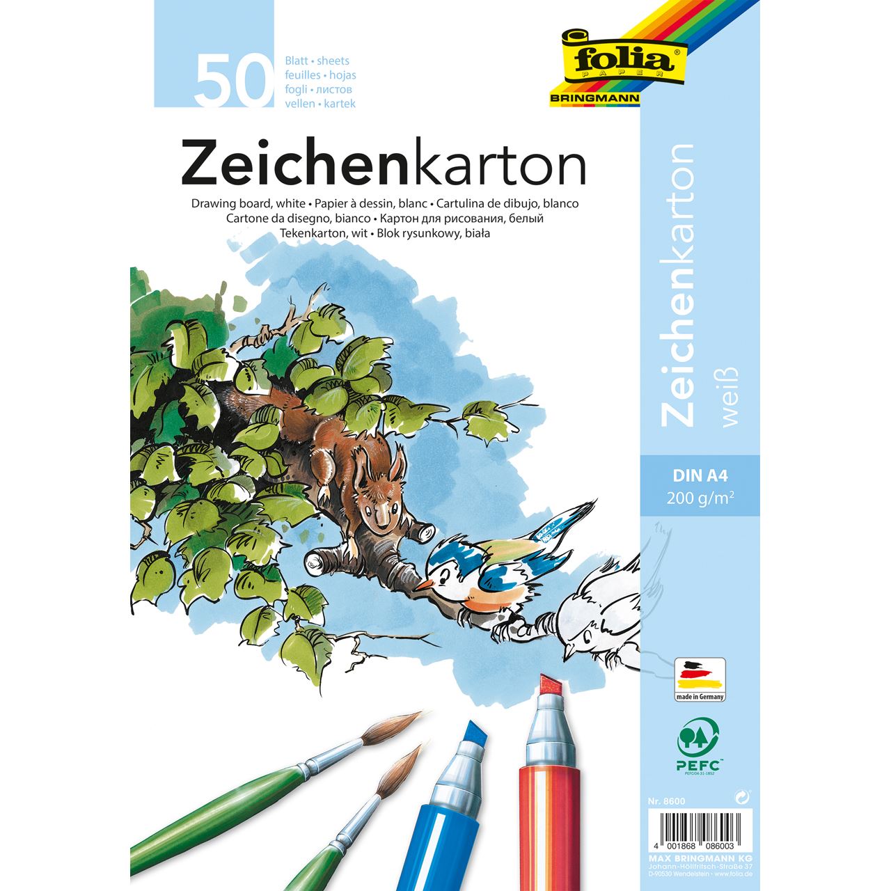 folia 50 Zeichenkarton DIN A4 (8600)