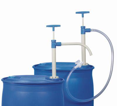Fasspumpe, 0,3 l/Hub, Polypropylen, Eintauchtiefe 1000 mm, 1,2 m PVC-Schlauch und Absperrhahn, für Chemikalien