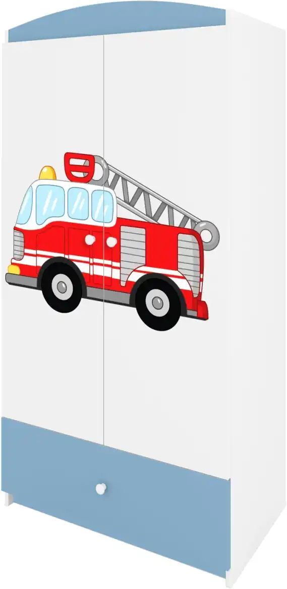 Höffner Kleiderschrank  Feuerwehr ¦ blau ¦ Maße (cm): B: 52 H: 181,2