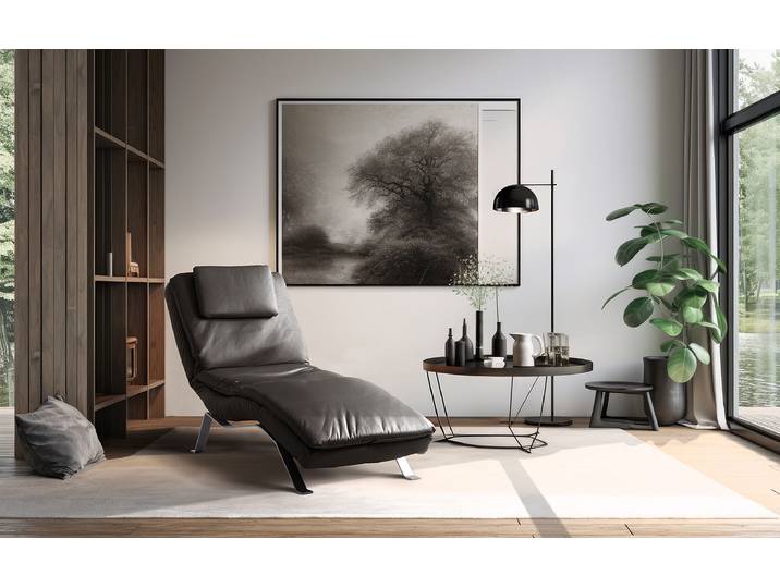 Relaxliege Kanan Braun Echtleder Mabel Silber 65 x 65 x 171cm