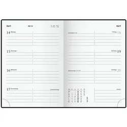 Glocken Taschenkalender 2027 A6, 2 Seiten = 1 Woche schwarz, 10x14x0.8 cm