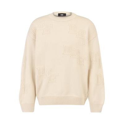 Rundhalspullover DEF "DEF Herren DEF Knit Crewneck", Herren, Gr. XXL, sand, 50% Polyacryl, 50% Baumwolle, mehrfarbig, relaxed fit, Rundhals, Pullover Rundhalspullover