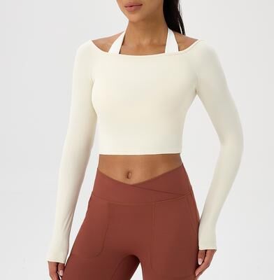 Fusion Finds One Shoulder Yoga Top For Women Quick Dry Long Sleeve Fitness Shirt white xxl