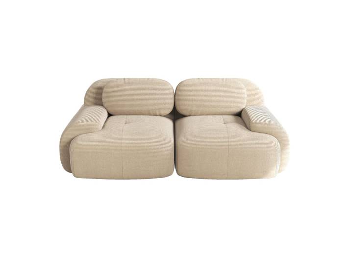 Canapé modulaire 2 places en velours côtelé beige – Confort & design
