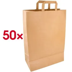 Papstar Papier-Tragetaschen, 50 Stück braun, 32x44 cm