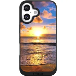 Nivocase Handyhülle für Apple iPhone 16 Hülle NIVOpure Case Schwarz Meer Sonnenuntergang Strand (Apple iPhone 16), Smartphone Hülle, Schwarz