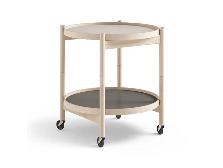 Brdr. Krüger Bølling Tray Table model 50 Servierwagen stone, unbehandeltes Buchenholzgestell
