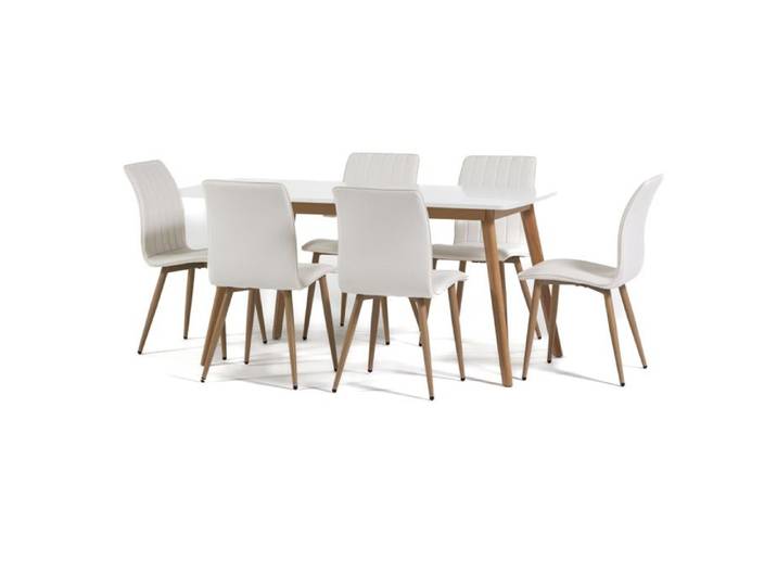 Set repas - RUBEN - Table extensible - 6 chaises TANIA - Similicuir - Design scandinave