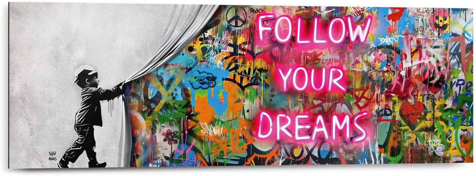 Reinders! Deco-Panel REINDERS "Graffiti follow your dreams", bunt (farbe bild(er): mehrfarbig), B:90cm H:30cm T:2cm, Bilder, Deco-Panel, Hobbyraum - Mehrfarbig - MDF - Street Art - 90x30 cm farbe bild(er): mehrfarbig B/H/T: 90cm x 30cm x 2cm